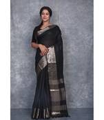 Black Silk Viscous Matka Jackard Border saree with blouse
