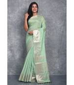 light sea green Silk Viscous Matka Jackard Border saree with blouse