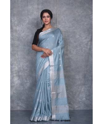 teal Silk Baswada With Anmol Zari Boota saree with blouse 1