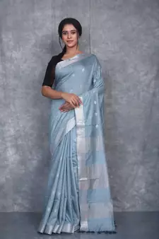 teal Silk Baswada With Anmol Zari Boota saree with blouse