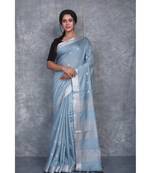 teal Silk Baswada With Anmol Zari Boota saree with blouse