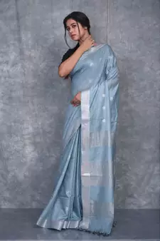 teal Silk Baswada With Anmol Zari Boota saree with blouse