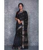 black Silk Baswada With Anmol Zari Boota saree with blouse