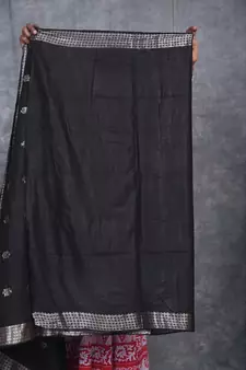 black Silk Baswada With Anmol Zari Boota saree with blouse