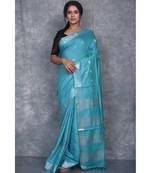 turquoise Silk Baswada With Anmol Zari Boota saree with blouse
