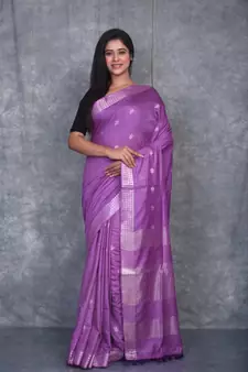 Purple Silk Baswada With Anmol Zari Boota saree with blouse