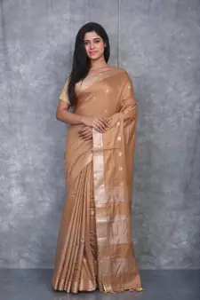 brown Silk Baswada With Anmol Zari Boota saree with blouse