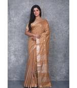 brown Silk Baswada With Anmol Zari Boota saree with blouse