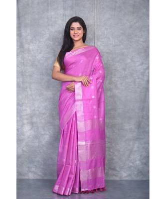 lavender Silk Baswada With Anmol Zari Boota saree with blouse 1