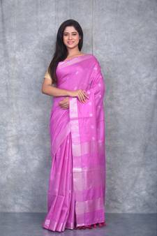 lavender Silk Baswada With Anmol Zari Boota saree with blouse