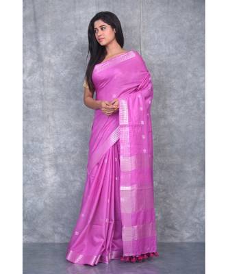lavender Silk Baswada With Anmol Zari Boota saree with blouse 2