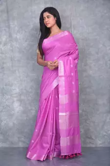 lavender Silk Baswada With Anmol Zari Boota saree with blouse