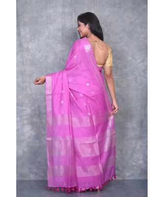 lavender Silk Baswada With Anmol Zari Boota saree with blouse 3