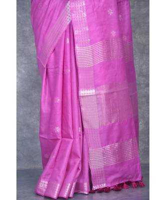 lavender Silk Baswada With Anmol Zari Boota saree with blouse 4
