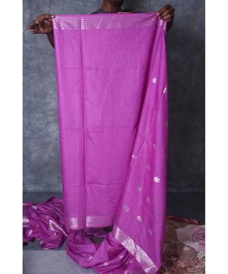 lavender Silk Baswada With Anmol Zari Boota saree with blouse 5