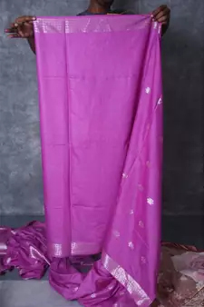 lavender Silk Baswada With Anmol Zari Boota saree with blouse