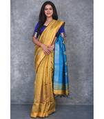 mustard Handloom Dupion Silk Saree With Dobbi Design saree with blouse