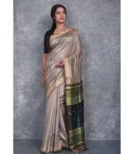 beige Handloom Dupion Silk Saree With Dobbi Design saree with blouse