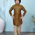 Brown plain cotton silk boys-kurta &-pyjama