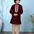 Maroon printed cotton silk boys-kurta &-pyjama
