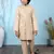 Beige embroidered banarasi silk boys-sherwani