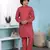 Red printed cotton silk boys-kurta &-pyjama