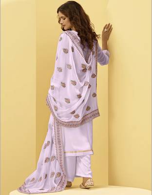 Lavender embroidered georgette salwar 2