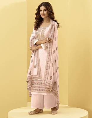 Pink embroidered georgette salwar 1