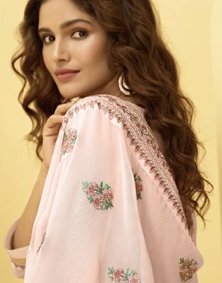 Pink embroidered georgette salwar 2