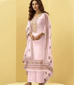 Baby-pink embroidered georgette salwar