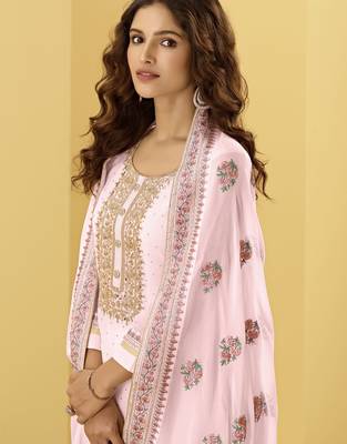 Baby-pink embroidered georgette salwar 2