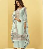 Light-turquoise embroidered georgette salwar