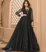 Black embroidered net salwar