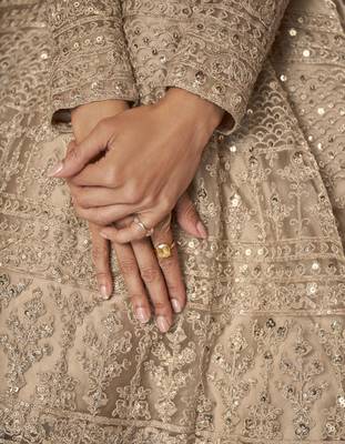 Beige embroidered net salwar 3