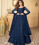 Blue embroidered net salwar