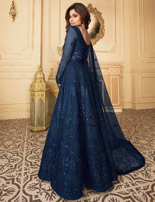 Blue embroidered net salwar 3