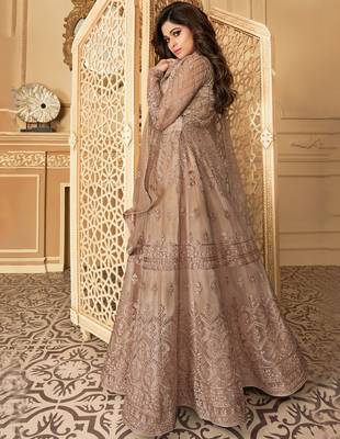 Brown embroidered net salwar 3