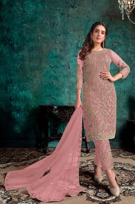 Pink embroidered net salwar 1