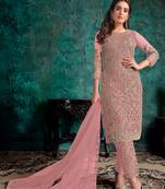 Pink embroidered net salwar