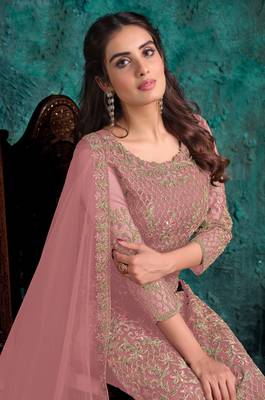 Pink embroidered net salwar 2