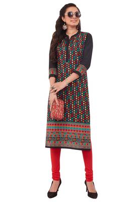 Black printed cotton cotton-kurtis 1