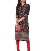 Black printed cotton cotton-kurtis