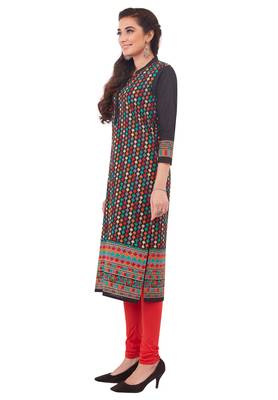 Black printed cotton cotton-kurtis 3