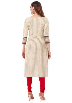 Beige printed cotton cotton-kurtis 2