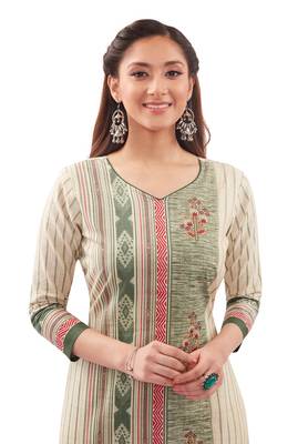 Beige printed cotton cotton-kurtis 4