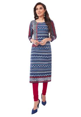 Blue printed cotton cotton-kurtis 1