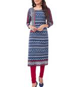 Blue printed cotton cotton-kurtis