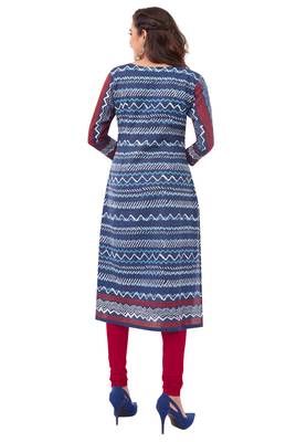 Blue printed cotton cotton-kurtis 2
