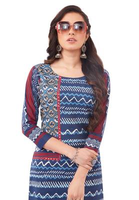 Blue printed cotton cotton-kurtis 4