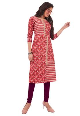 Pink printed cotton cotton-kurtis 2